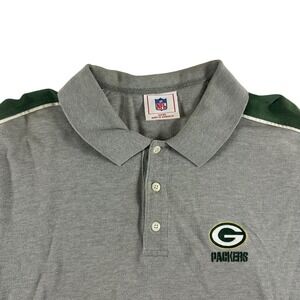 VTG‎ NFL Green Bay Packers Polo Shirt Mens XL Gray Short Sleeve VF Imagewear